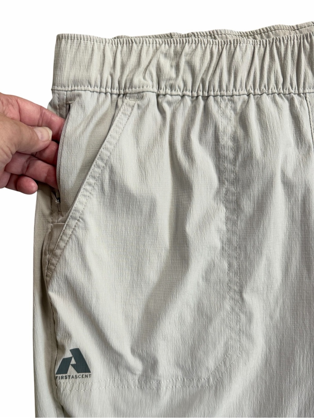 Eddie Bauer Tan WR Guide Ripstop First Ascent Pull On Nylon Hiking Shorts 6 NWOT - Picture 3 of 9